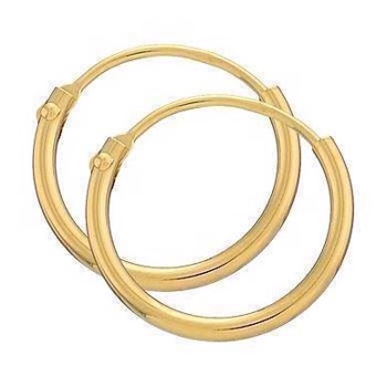 BNH Ladies Shiny Gold Plated Sterling Silver Ear Creoles, Ø 40 mm x 3.0 mm